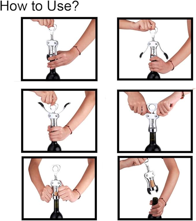 Wing Corkscrew Red Wine Bottle Opener,Zinc Alloy Stainless Steel Multifunction Beer Cap Opener Wine Bottle Stopper Opener