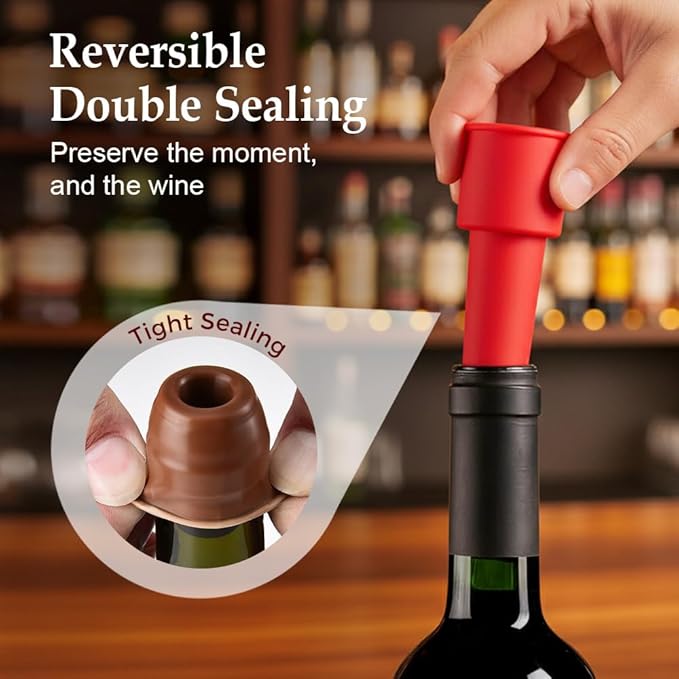 Silicone Wine Stopper for Wine Bottles, 2025 New Wine Stoppers for Wine Bottles, Seal Bottle Cover for Beer Champagne, Glass Bottle Sealer Covers Wine Stoppers for Home Use (4, No Handle)