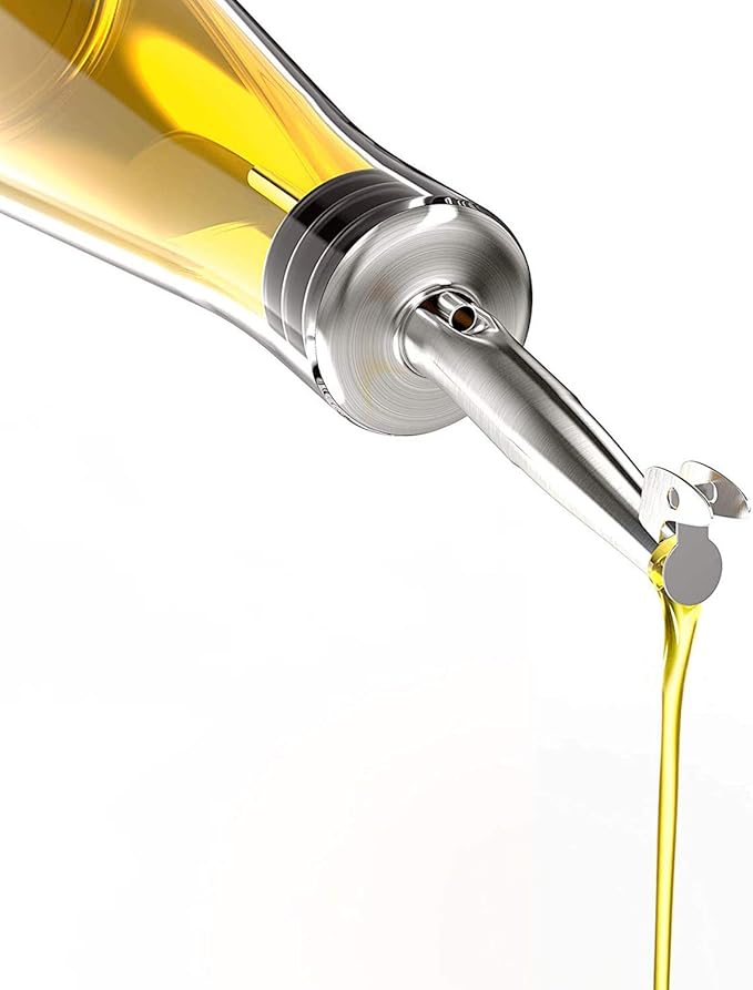 6 Pcs Oil Spout Liquor Bottle Pourer Spouts Stainless Steel Speed Pour Spouts for Olive Oil Dispenser Spout for About 3/4" Bottle Mouth, with Flip Top