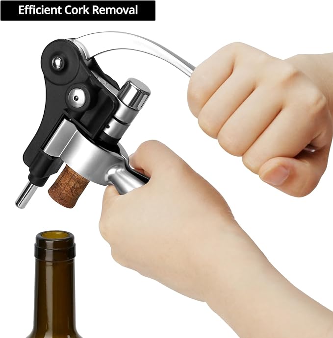QWORK Wine Opener Set, 6-Piece with Corkscrew, Foil Cutter, Stopper, Aerator, Elegant Gift Box, Ideal Gift, Suitable for All, Effortless Handling,