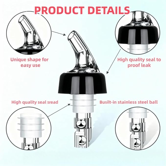 2 Pack Automatic Measured Liquor Pour Spout, Liquor Bottle Pourers, Measure Bottle Pourers for Alcohol, Quick Shot Spirit Measure Pourer Drinks Wine Cocktail Dispenser Home Bar Tools,1oz/30ml