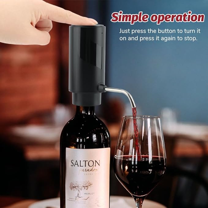Electric Wine Decanter Aerator, Automatic One-Touch Quick-Pour Dispenser with USB Rechargeable Battery, Wine Air Aerator Pourer Spout