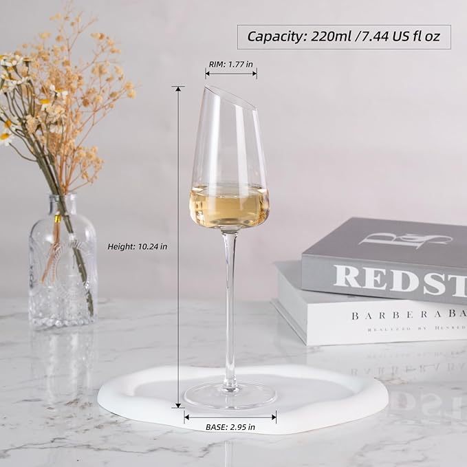 KAMMAK Wine Glasses Set of 2, 7.44 oz Hand Blown Crystal Bordeaux Wine Glasses, Thin Rim & Long Stem, Perfect for Red & White, Daily Use, Wedding or Birthday Gift with Gift Box, XH-H260 Matte