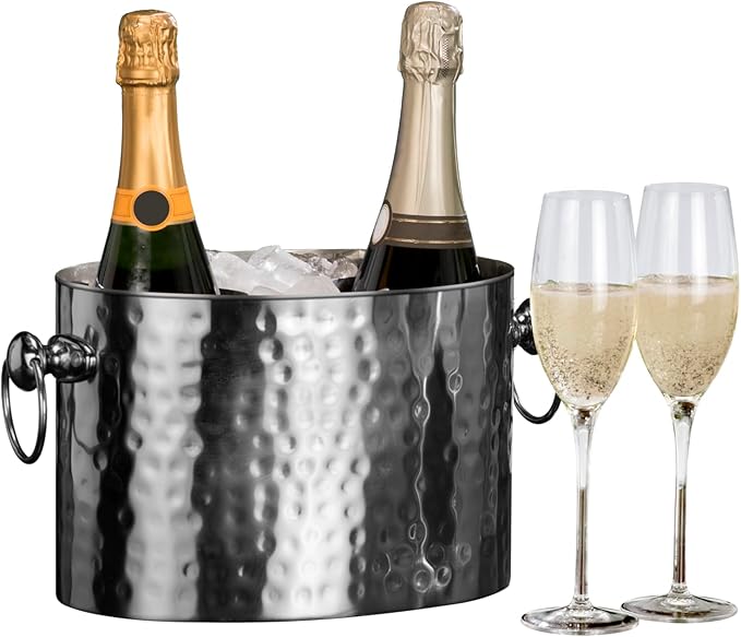 Handcrafted Artisan 2 Bottle Champagne Wine Chiller (Burnished Stainless)