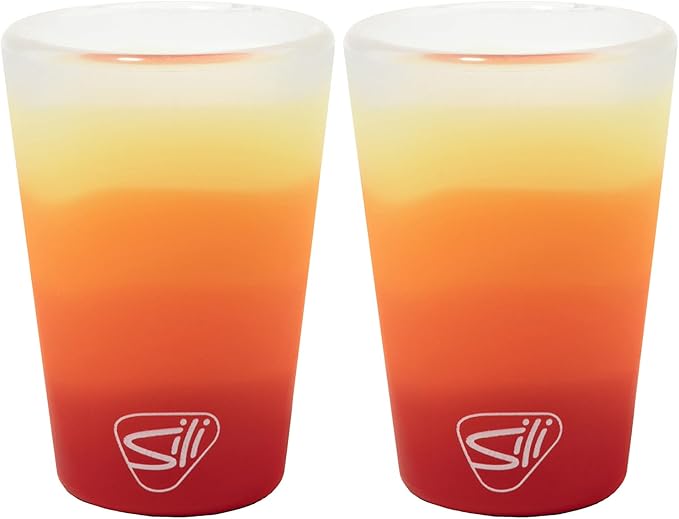 Silipint 1.5oz Silicone Shot Glasses – Pack of 2 Unbreakable, BPA-Free, Non-Toxic, Dishwasher & Freezer Safe Cups – Colored Shot Glasses for Cold Beverages, Cocktails, Travel, Party (Marigold)
