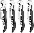 4-Pack Waiter Corkscrew Stainless Steel Travel Wine Opener Manual Professional Wine Key for Servers Black Travel Wing Wine Corkscrew with Foil Cutter