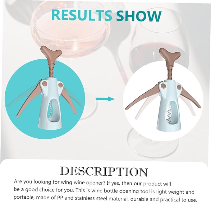 Amosfun Wine Bottle Wing Corkscrew Stainless Steel Corkscrew Foil Cutter Easy to Use Wine Opener for Home and Restaurant