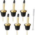 WAFJAMF 6 Pcs Liquor Pour Spouts Set, Stainless Steel Liquor Bottle Pourers with Rubber Dust Caps, for Pours Liquid, Olive Oil, Wine, Vinegar (Gold)