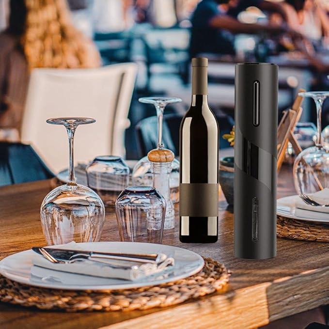 Battery Operated Wine Bottle Openers, Electric Wine Opener with Foil Cutter, One-click Button Reusable Automatic Wine Corkscrew Remover for Wine Lovers Gift Home Kitchen Party Bar Wedding