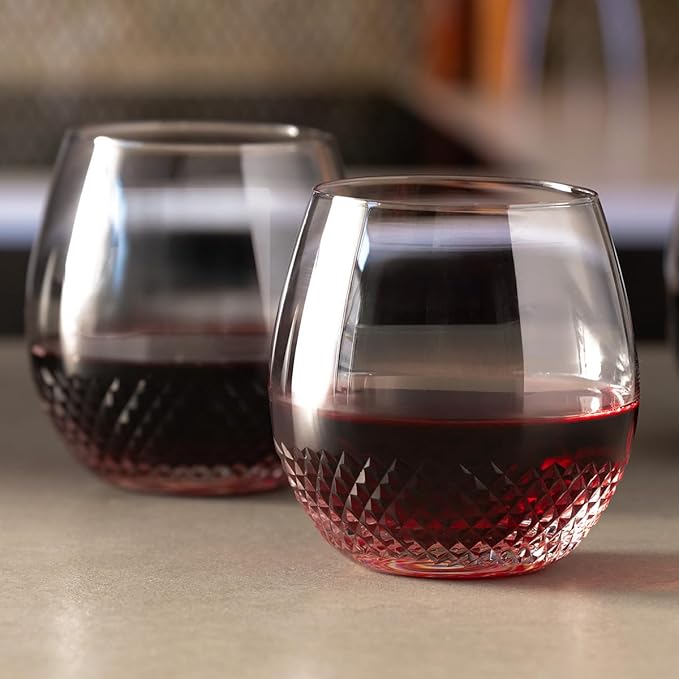 HomeWetBar Avignon Cut-Crystal Wine Glass – Elegant Stemless Wine Glass for Red and White Wines