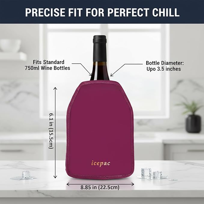 Wine Cooler Sleeve, Wine Bottle Gel Cooler Sleeve Freezer Chiller, Long Lasting Keep Wine Cool and Chill Sleeve for Prosecco Champagne Beer Wine Bottles(1PCS red)