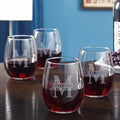 HomeWetBar Engraved Wine Glasses Set of 4 - Personalized Stemless Wine Glasses