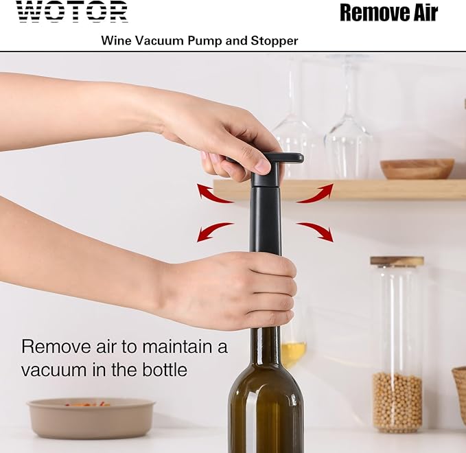 WOTOR Wine Stoppers - Vacuum Wine Saver, Preserver & Sealer (Black, 24 Pieces)
