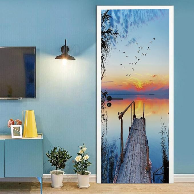 3D Door Stickers Murals - Peel and Stick Wallpaper Self-Adhesive Decals Removable PVC Waterproof Bedroom, Living Room 34.6" x 78.7"