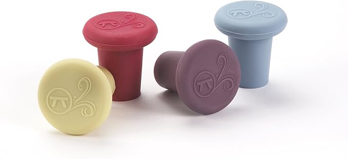 Outset B229 Silicone Wine Bottle Stoppers, Set of 4, Assorted