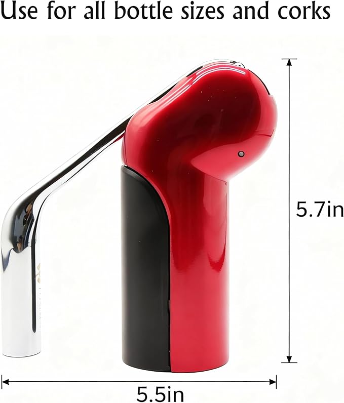 Vertical Corkscrew Wine Opener, One-Pull Manual Lever Bottle Opener with Foil Cutter, Red Easy Cork Remover for Home Bar, Parties, Gifts