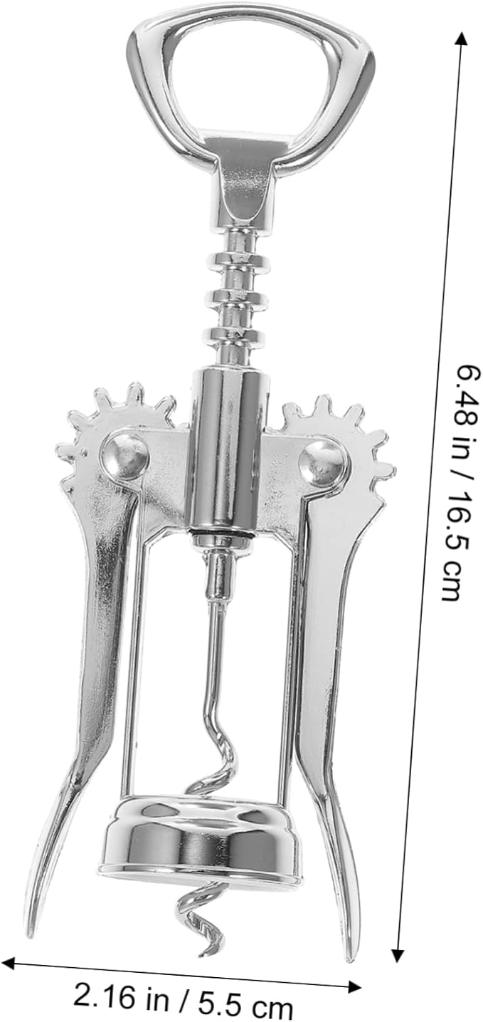 INOOMP Manual Wing Wine Corkscrew with Wide Handle Quick Spiral Opener for Opening Silver Multifunctional Corkscrew for Home and Party Use Wine Lovers