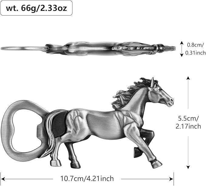 Horse Bar Gift Set, Horse Beer Opener & Horse Head Wine Stopper, Equestrian Gifts for Men, Dad, Coach, Horses Lovers, Silver with Gift Boxes, Perfect Birthday, Father’s Day, Xmas Present