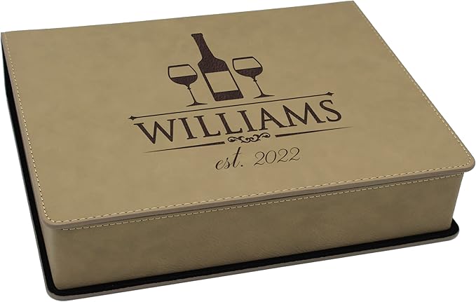 My Personal Memories Custom Engraved 5 Piece Wine Tool Opener Accessories Box Set - Personalized Wine Lovers for Anniversary, Weddings, and More (Tan)