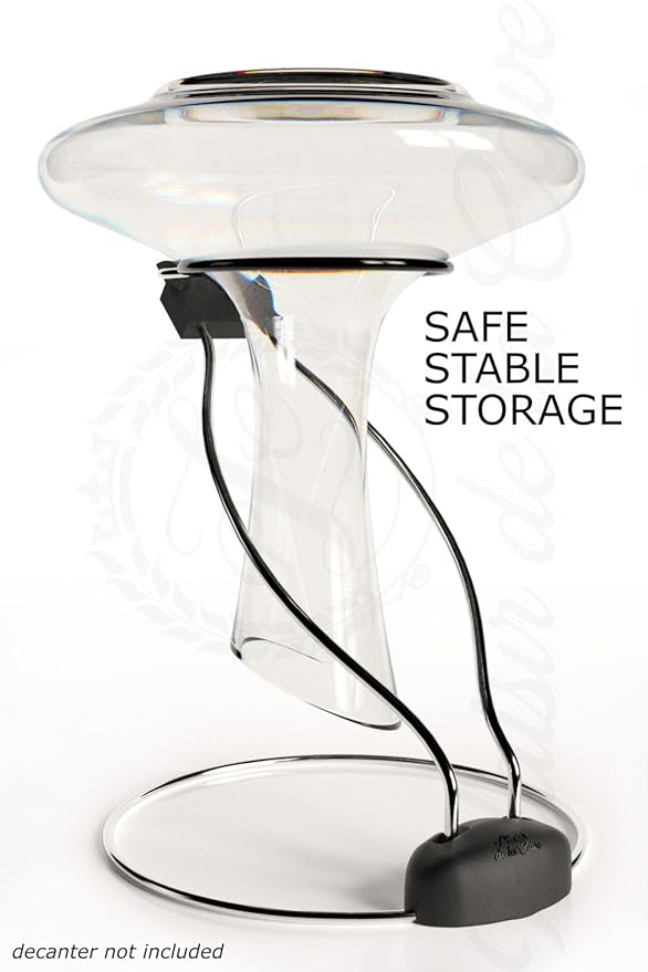 2in1 Wine Decanter Drying Stand – Fast Spotless Carafe Dryer & Compact Folding Rack for Safe Storage - incl. Black Rubber Top (Non Slip & Anti Scratch)
