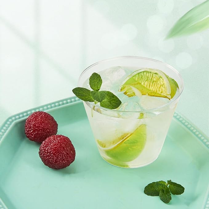RACETOP 9 oz Clear Disposable Plastic Cups 50 Pack, Clear Plastic Cups Tumblers, Heavy-duty Party Glasses, Disposable Cups