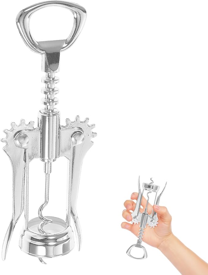 Angoily Wing Wine Corkscrew Stainless Steel Bottle Opener with Wings Manual Multifunctional Wine Bottle Corkscrew for Home and Party Use