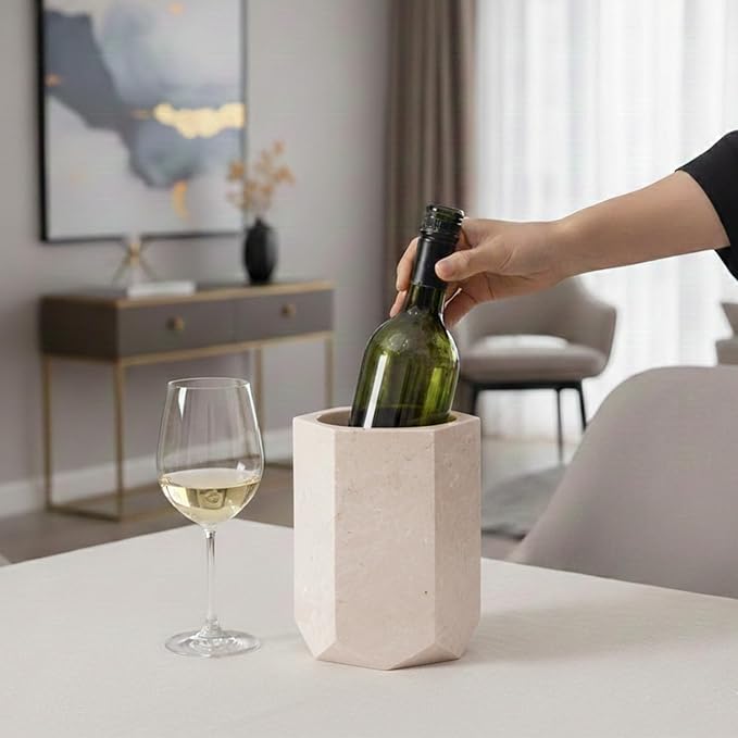 Radicaln Marble Wine Chiller Bucket 6.5 Inch Verona 750ml Wine Bottle Cooler & Champagne Chiller, Ice-Free Wine Cooler for Bar Cart, Kitchen Decor, Gift for Wine Lovers, Wedding & Housewarming Gift