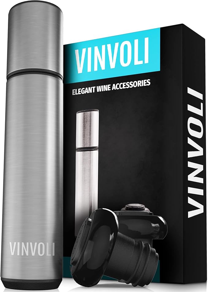 VINVOLI Wine Preserver Set - Deluxe 2026 Wine Vacuum Pump with 2 Reusable Wine Stoppers - Wine Sealer and Wine Saver to Keep Wine Fresh Longer - Professional Quality for Wine Lovers and Sommeliers