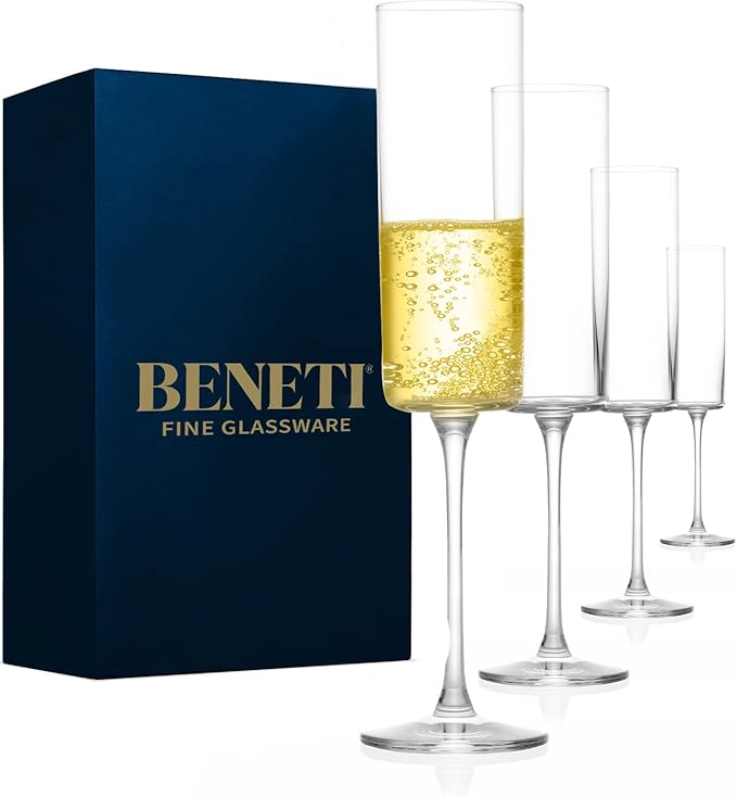 BENETI Square Wine Glasses (6 Ounce (Champagne Glasses))