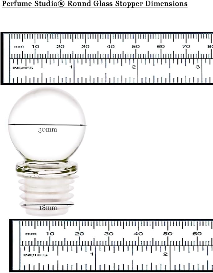 Perfume Studio Premium Globe Glass Stopper. Airtight 18mm Neck Size Replacement with a 30mm Globe Size for Wine, Spirits, Apothecary, Decanters, Perfume Bottles. High-Clarity Glass [Pack Size 4-Pack]