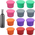 12 Pcs Reusable Silicone Wine Stoppers - Airtight Bottle Stoppers Bottle Cover for Wine, Champagne, and Beer(Multi-Color Set)