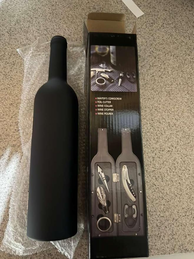 Wine Opener Gift Set - Wine Bottle Accessory Kit Corkscrew Opener, Stopper, Pourer, Foil Cutter, Glass Marker, Great Valentine's Gifts,Father gift,Mother gift