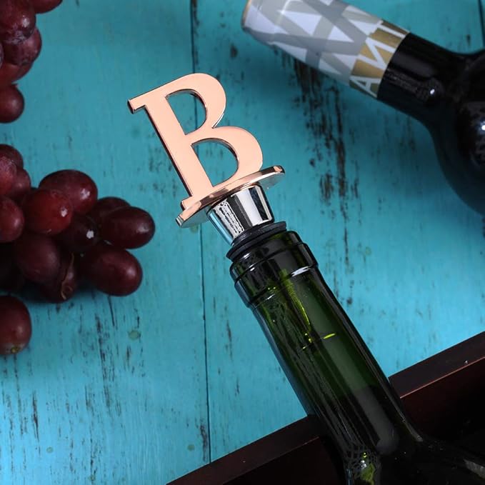 Miicol Prosecco Stopper - Personalised Champagne Stopper in Rose Gold - Wine Lovers Gift, Monogram Gift - Letter B