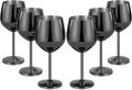 Lifecapido Stainless Steel Wine Glasses Set of 6, 18oz Stainless Steel Metal Wine Glasses, Black Wine Glasses with Cup Brush for Party Office Wedding Anniversary, Great for Red White Wine, Black