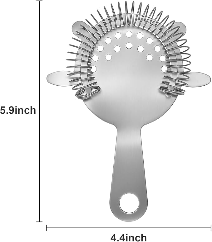 Kirecoo 2PCS Stainless Steel Cocktail Strainer, Bar Drink Strainer with High-Density Spring, Bar Tools Cocktail Shaker Accessories for Smooth Drink Pouring, Fits Boston Shakers and Mixing Glasses