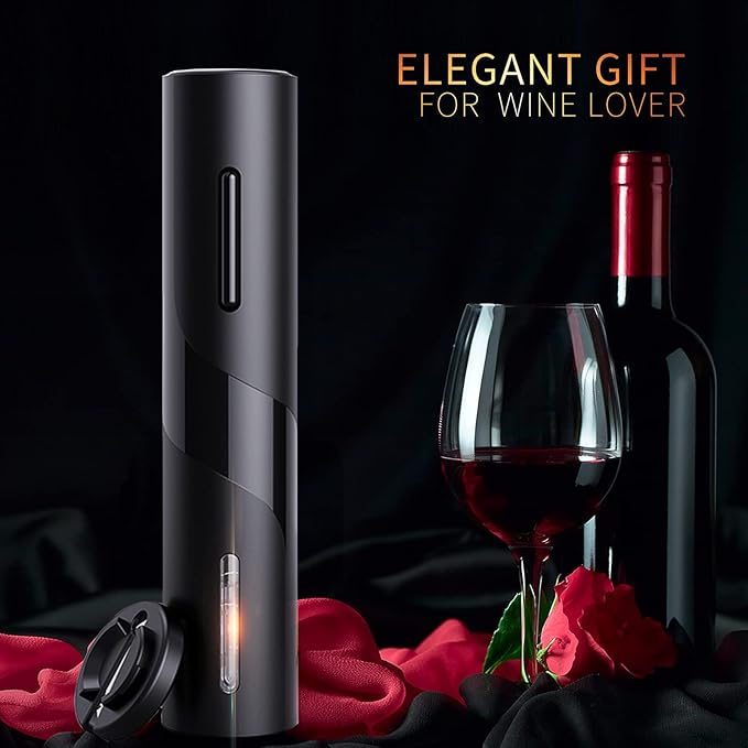 Electric Wine Bottle Opener, Automatic Wine Corkscrew Openers Battery Operated. One-click Button Opener with Foil Cutter, Reusable Wine Key for Wine Bottles, Gift for Wine Lovers Kitchen Party