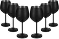 Lifecapido Stainless Steel Wine Glasses Set of 6, 18oz Stainless Steel Metal Wine Glasses, Black Wine Glasses with Cup Brush for Party Office Wedding Anniversary, Great for Red White Wine (Black)