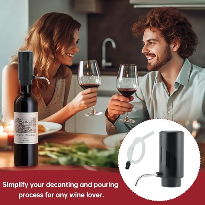 Electric Wine Decanter Aerator, Automatic One-Touch Quick-Pour Dispenser with USB Rechargeable Battery, Wine Air Aerator Pourer Spout