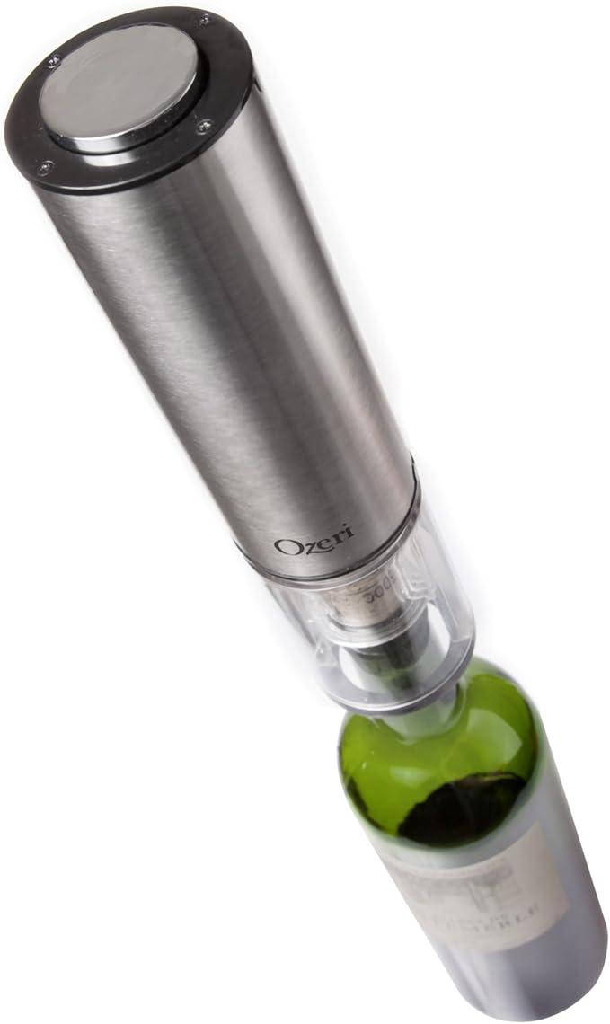 Ozeri Extravo Electric Wine Opener in Stainless Steel with Auto Activation (Button-Free Operation), Silver