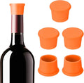 PATIKIL Silicone Wine Stoppers, 6 Pcs Reusable Bottle Cover Wine Corks Bottle Caps Wine Saver Seal Keep Fresh for Beer Beverage Drink, Orange