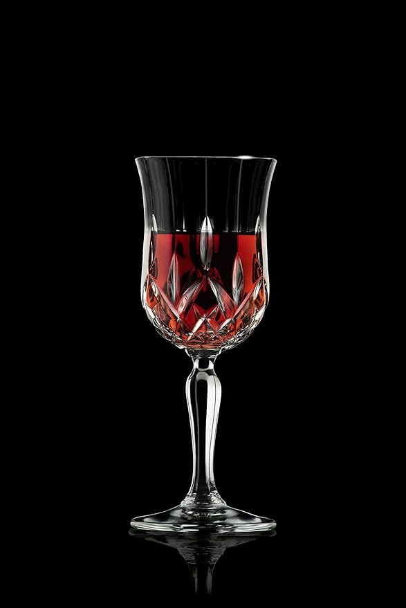 Barski Wine Glass - Goblet - Red Wine - White Wine - Water Glass - Stemmed Glasses - Set of 6 Goblets - Crystal like Glass - 7.75 oz. Beautifully - Cut Crystal - Designed Made in Europe
