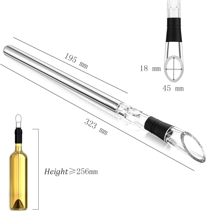 YouYah Wine Chiller Stick 3-in-1 Stainless Steel Wine Bottle Cooler Stick,Rapid Iceless Wine Chilling Rod with Aerator and Pourer,Wine Gift