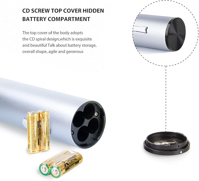 Electric Wine Opener Automatic Cordless One Touch Wine Opener Battery-Operated Corkscrew Foil Cutter and Batteries Included(Silver)7717-W102-023