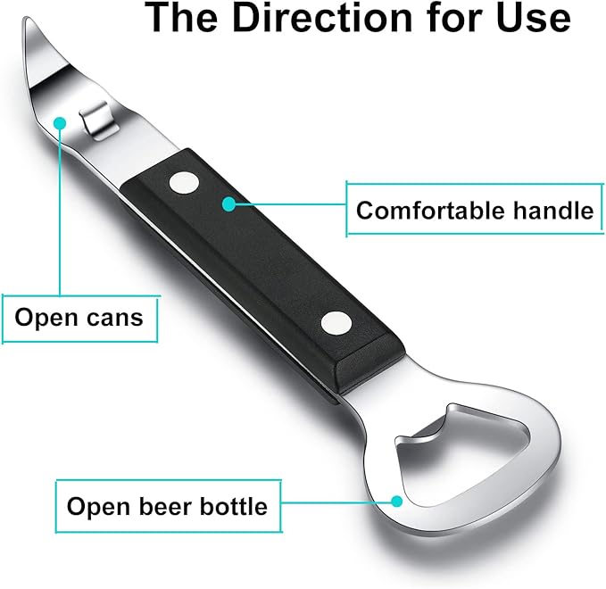 HANCELANT Can Punch Bottle Opener, Manual Stainless Steel Can Opener 2 Pack