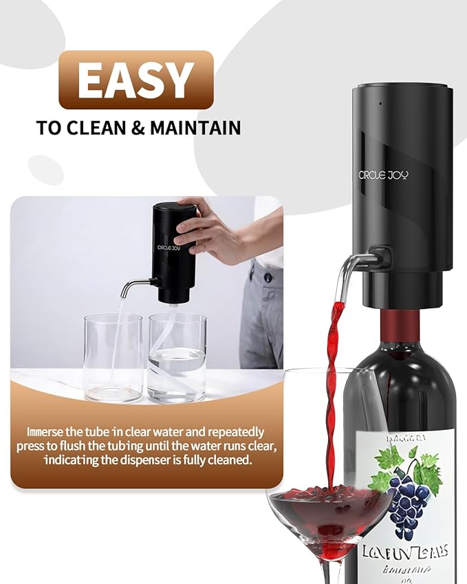 CIRCLE JOY 5-in-1 Electric Wine Bottle Opener Set, Rechargeable Wine Opener Kit, Cordless Wine Gift Set with Foil Cutter, Electric Aerator & Pourer and Vacuum Stopper for Wine Lovers, Black