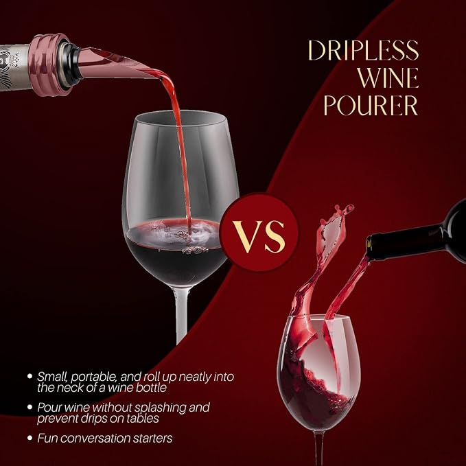 Flexzion Wine Opener Set in Mahogany Wood Case - Wine Bottle Opener Gift Box with Wine Foil Cutter Tool, Stopper, Pourer, Drip Ring, & Lever-Action Corkscrew Wine Opener Manual for Wine Lovers