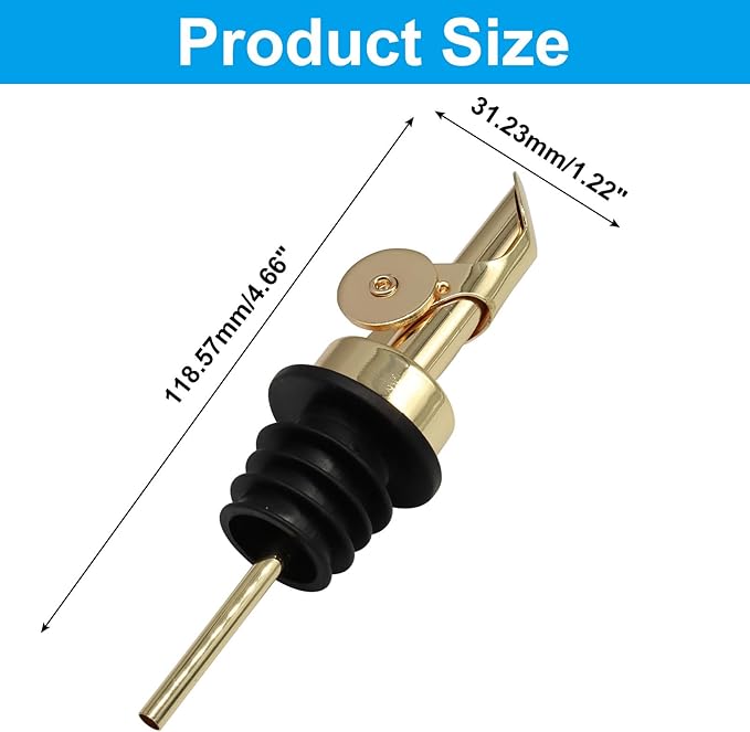2 Pack Auto Flip Dispenser Spout, Liquor Pour Spout Oil Dispenser Top, Stainless Steel Leak-Proof Bottle Spout for Wine Vinegar Oils (Gold)