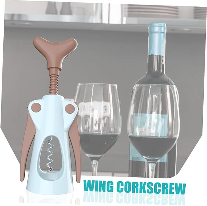 Amosfun Wine Bottle Wing Corkscrew Stainless Steel Corkscrew Foil Cutter Easy to Use Wine Opener for Home and Restaurant
