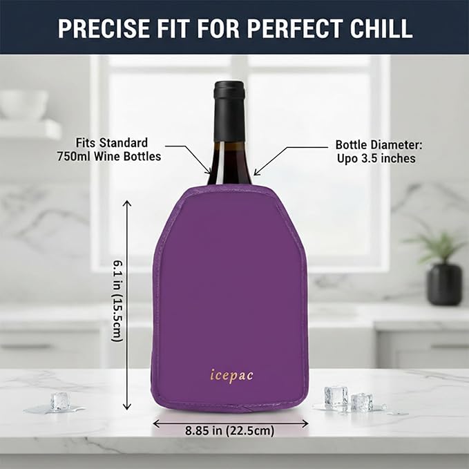 Wine Cooler Sleeve, Wine Bottle Gel Cooler Sleeve Freezer Chiller, Long Lasting Keep Wine Cool and Chill Sleeve for Prosecco Champagne Beer Wine Bottles(1PCS Purple)