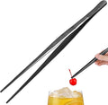 Tongs Tweezers - 12 Inch / 30cm Long Food Tongs Straight Serrated Forceps Cocktail Tweezers Bar tool, ITTZ0001 (Gunmetal Black)
